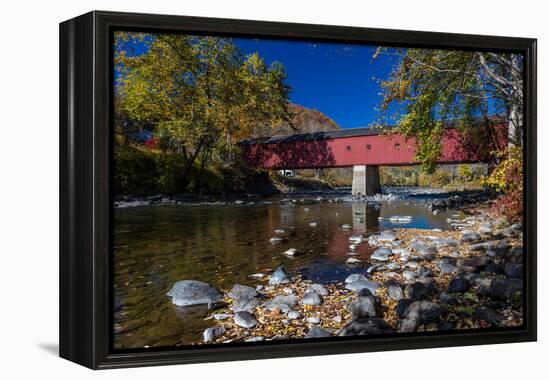 West Cornwall covered bridge over Housatonic River, West Cornwall, Connecticut, USA-null-Framed Premier Image Canvas