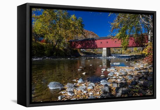 West Cornwall covered bridge over Housatonic River, West Cornwall, Connecticut, USA-null-Framed Premier Image Canvas