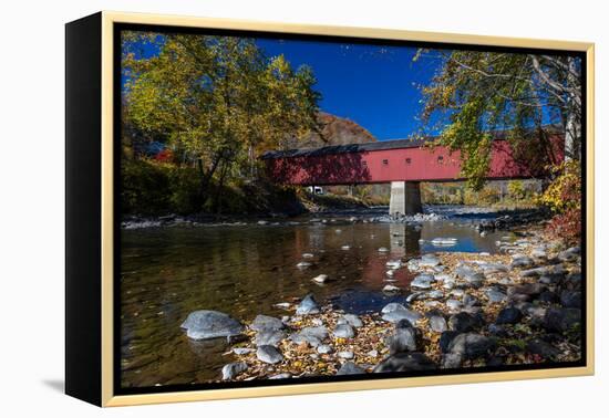 West Cornwall covered bridge over Housatonic River, West Cornwall, Connecticut, USA-null-Framed Premier Image Canvas