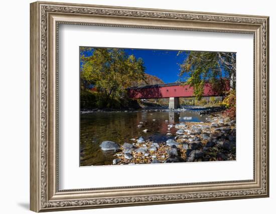 West Cornwall covered bridge over Housatonic River, West Cornwall, Connecticut, USA-null-Framed Photographic Print