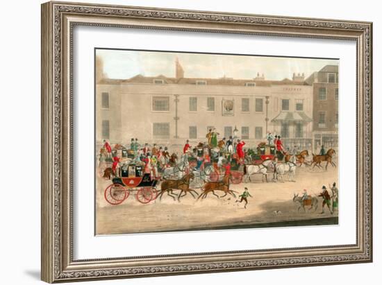 West Country Mails at the Gloucester Coffee House, Piccadilly, London-James Pollard-Framed Giclee Print