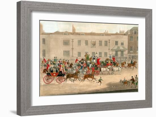 West Country Mails at the Gloucester Coffee House, Piccadilly, London-James Pollard-Framed Giclee Print