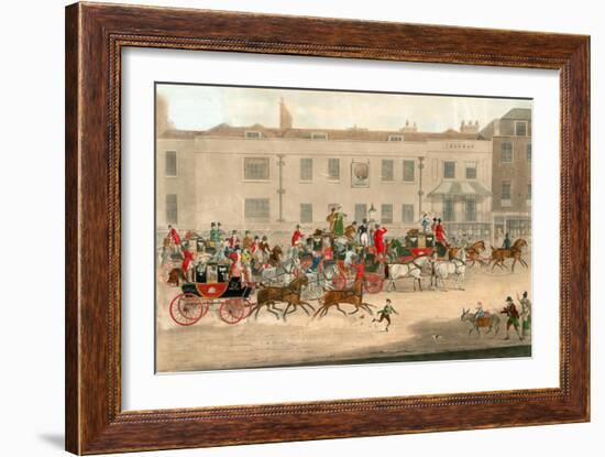 West Country Mails at the Gloucester Coffee House, Piccadilly, London-James Pollard-Framed Giclee Print