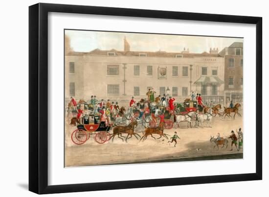 West Country Mails at the Gloucester Coffee House, Piccadilly, London-James Pollard-Framed Giclee Print