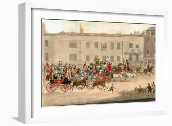 West Country Mails at the Gloucester Coffee House, Piccadilly, London-James Pollard-Framed Giclee Print