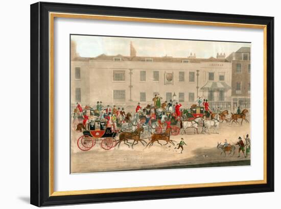 West Country Mails at the Gloucester Coffee House, Piccadilly, London-James Pollard-Framed Giclee Print