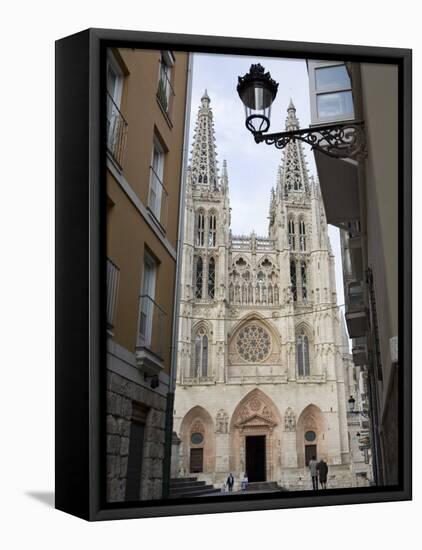 West Front of Burgos Cathedral, Seen from a Narrow Side Street, Burgos, Castilla Y Leon-Nick Servian-Framed Premier Image Canvas