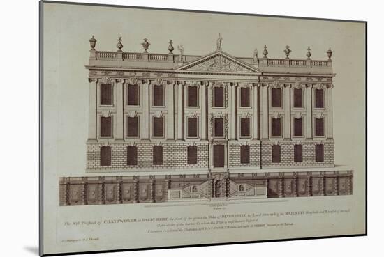 West Front of Chatsworth, from 'Vitruvius Britannicus or The British Architect'-null-Mounted Giclee Print