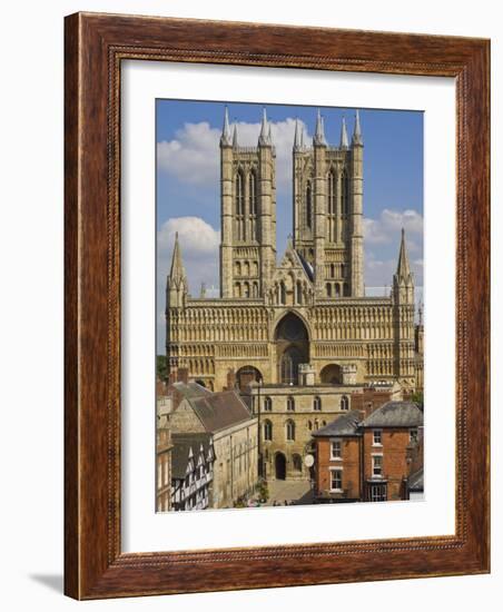 West Front of Lincoln Cathedral and Exchequer Gate, Lincoln, Lincolnshire, England, United Kingdom-Neale Clarke-Framed Photographic Print