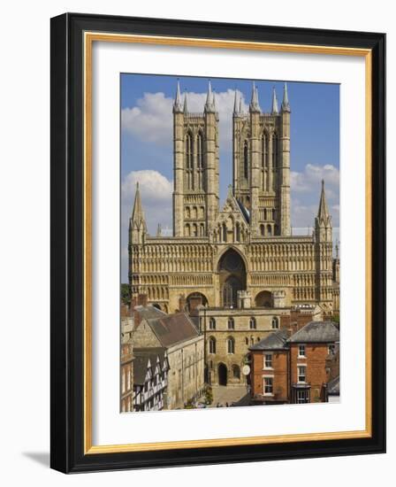 West Front of Lincoln Cathedral and Exchequer Gate, Lincoln, Lincolnshire, England, United Kingdom-Neale Clarke-Framed Photographic Print