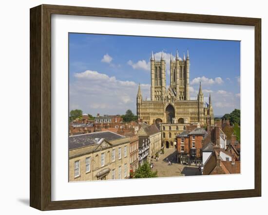 West Front of Lincoln Cathedral and Exchequer Gate, Lincoln, Lincolnshire, England, United Kingdom-Neale Clarke-Framed Photographic Print