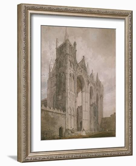 West Front of Peterborough Cathedral, 1794 (Watercolour over Indications in Graphite)-Thomas Girtin-Framed Giclee Print