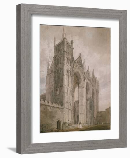 West Front of Peterborough Cathedral, 1794 (Watercolour over Indications in Graphite)-Thomas Girtin-Framed Giclee Print