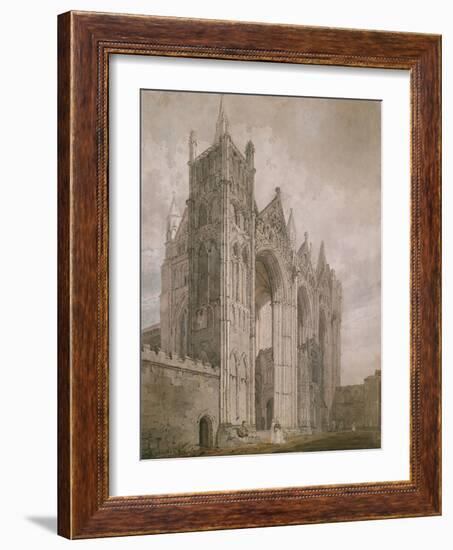 West Front of Peterborough Cathedral, 1794 (Watercolour over Indications in Graphite)-Thomas Girtin-Framed Giclee Print