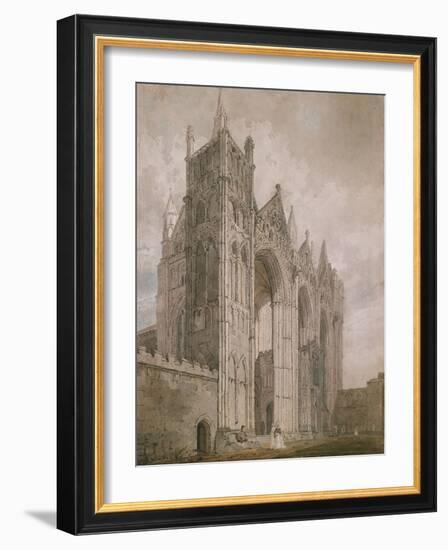 West Front of Peterborough Cathedral, 1794 (Watercolour over Indications in Graphite)-Thomas Girtin-Framed Giclee Print