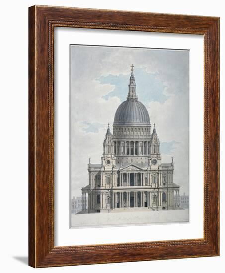 West Front of St Paul's Cathedral, City of London, 1780-Thomas Malton II-Framed Giclee Print