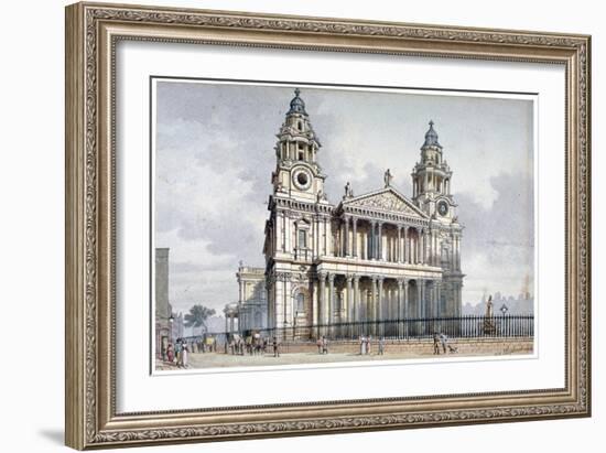 West Front of St Paul's Cathedral, City of London, 1814-Thomas Hosmer Shepherd-Framed Giclee Print