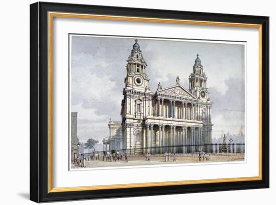 West Front of St Paul's Cathedral, City of London, 1814-Thomas Hosmer Shepherd-Framed Giclee Print