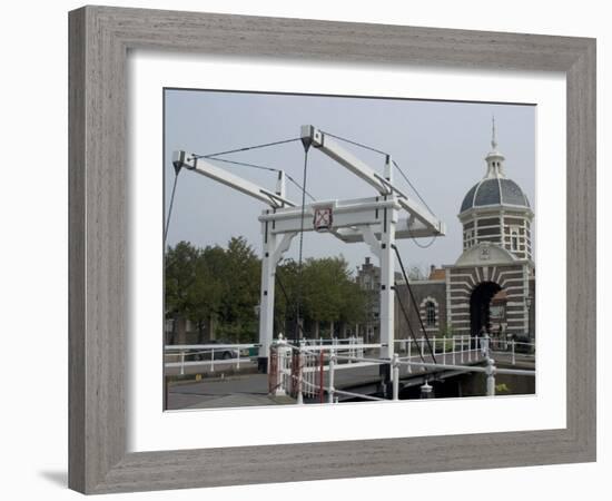 West Gate and Bridge, Leiden, Netherlands, Europe-Ethel Davies-Framed Photographic Print