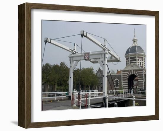 West Gate and Bridge, Leiden, Netherlands, Europe-Ethel Davies-Framed Photographic Print