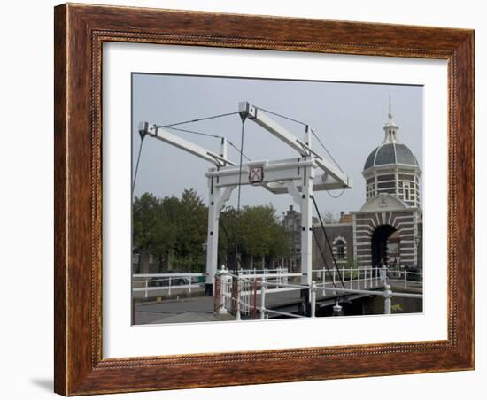 West Gate and Bridge, Leiden, Netherlands, Europe-Ethel Davies-Framed Photographic Print