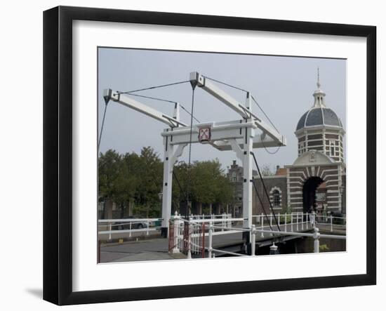 West Gate and Bridge, Leiden, Netherlands, Europe-Ethel Davies-Framed Photographic Print