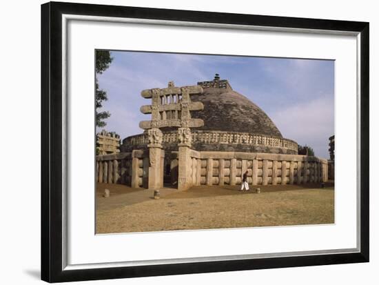 West Gate of the Stupa I in Sanchi-null-Framed Photographic Print