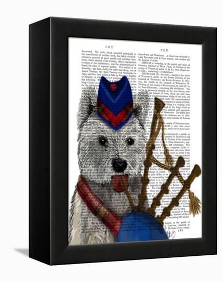 West Highland Terrier and Bagpipes-Fab Funky-Framed Stretched Canvas