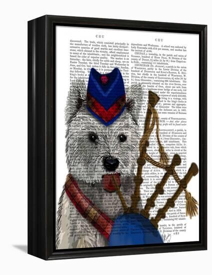 West Highland Terrier and Bagpipes-Fab Funky-Framed Stretched Canvas