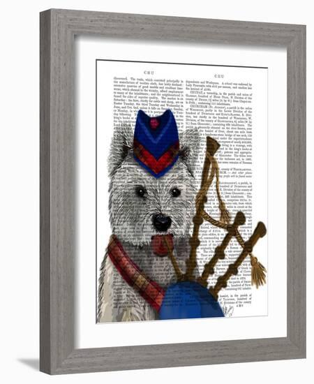 West Highland Terrier and Bagpipes-Fab Funky-Framed Art Print