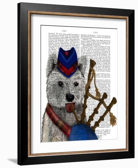 West Highland Terrier and Bagpipes-Fab Funky-Framed Art Print