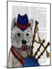 West Highland Terrier and Bagpipes-Fab Funky-Mounted Art Print