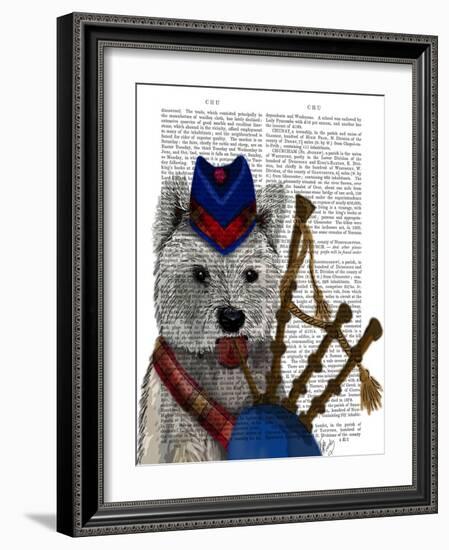 West Highland Terrier and Bagpipes-Fab Funky-Framed Art Print