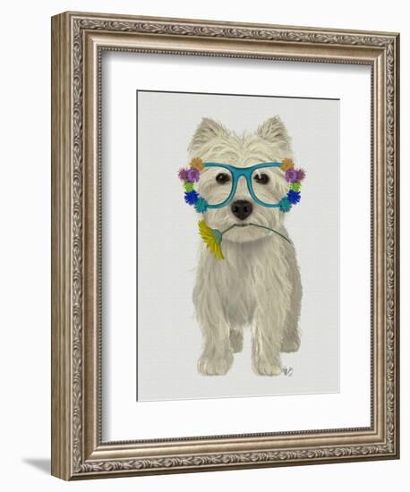 West Highland Terrier Flower Glasses-Fab Funky-Framed Art Print