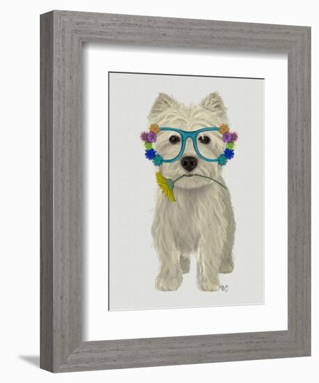 West Highland Terrier Flower Glasses-Fab Funky-Framed Art Print