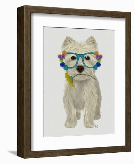 West Highland Terrier Flower Glasses-Fab Funky-Framed Art Print