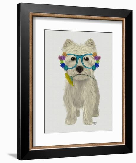 West Highland Terrier Flower Glasses-Fab Funky-Framed Art Print