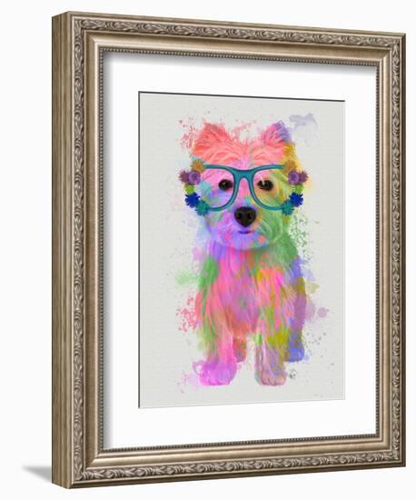 West Highland Terrier Rainbow Splash-Fab Funky-Framed Art Print