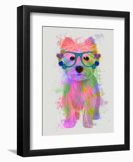 West Highland Terrier Rainbow Splash-Fab Funky-Framed Art Print