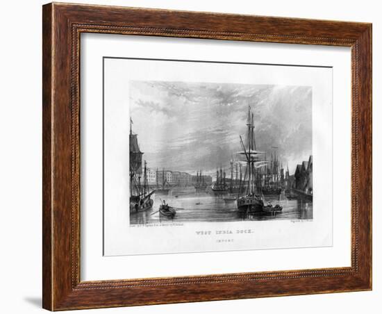 West India Dock, London, 19th Century-J Woods-Framed Giclee Print