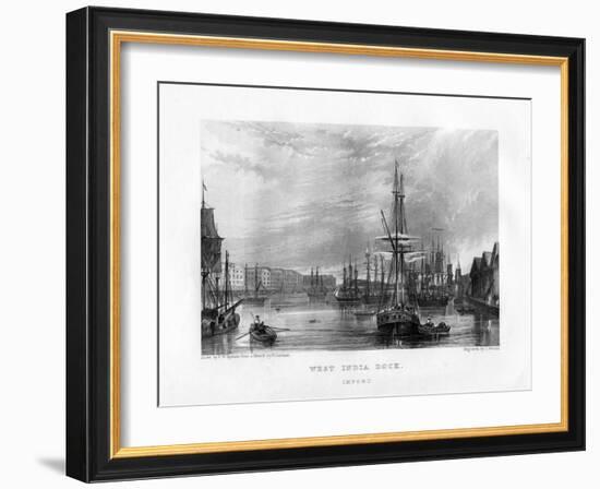 West India Dock, London, 19th Century-J Woods-Framed Giclee Print