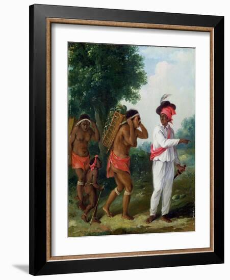 West Indian Man of Colour, Directing Two Carib Women with a Child, c.1780-Agostino Brunias-Framed Giclee Print