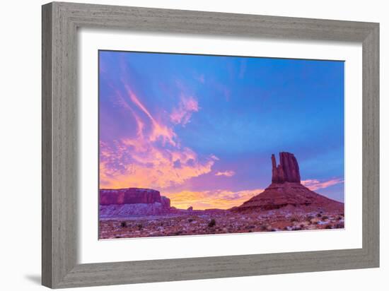 West Mitten Butte and Sunset, Monument Valley Tribal Park, Arizona Navajo Reservation-Tom Till-Framed Photographic Print