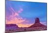 West Mitten Butte and Sunset, Monument Valley Tribal Park, Arizona Navajo Reservation-Tom Till-Mounted Photographic Print