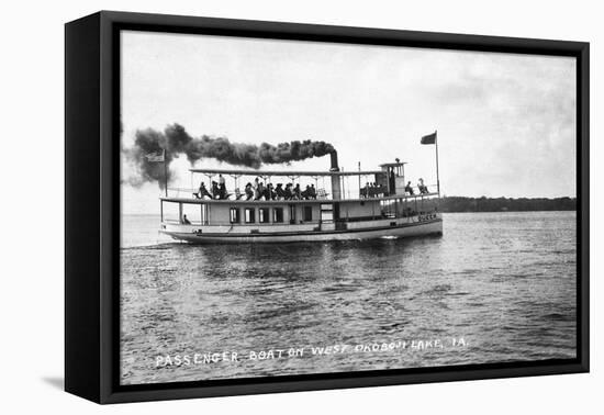 West Okoboji Lake, Iowa - Passenger Boat Queen-Lantern Press-Framed Stretched Canvas