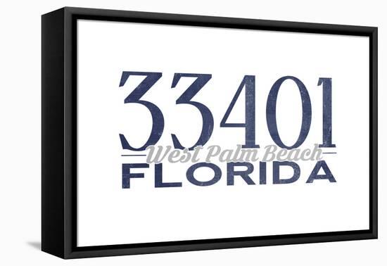 West Palm Beach, Florida - 33401 Zip Code (Blue)-Lantern Press-Framed Stretched Canvas