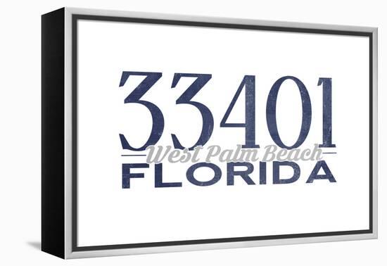 West Palm Beach, Florida - 33401 Zip Code (Blue)-Lantern Press-Framed Stretched Canvas