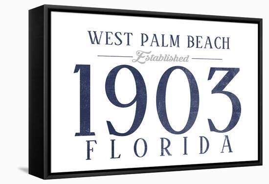 West Palm Beach, Florida - Established Date (Blue)-Lantern Press-Framed Stretched Canvas