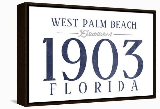 West Palm Beach, Florida - Established Date (Blue)-Lantern Press-Framed Stretched Canvas