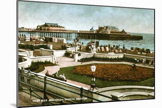 West Pier and Italian Gardens, Brighton, Sussex, 1928-null-Mounted Giclee Print